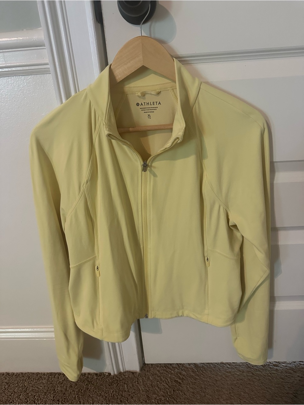 Athleta Women's Citron Yellow Zip-Up Jacket size XL cropped
